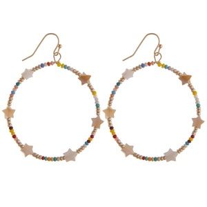 Circular drop earrings multicolor beads stars